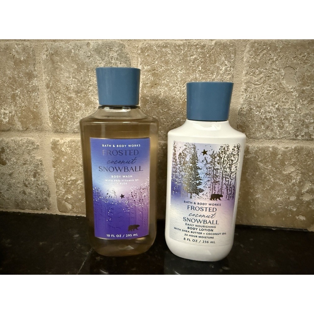 2 Pc Bath & Body Works Set FROSTED‎ COCONUT SNOWBALL Body Lotion & Shower Gel